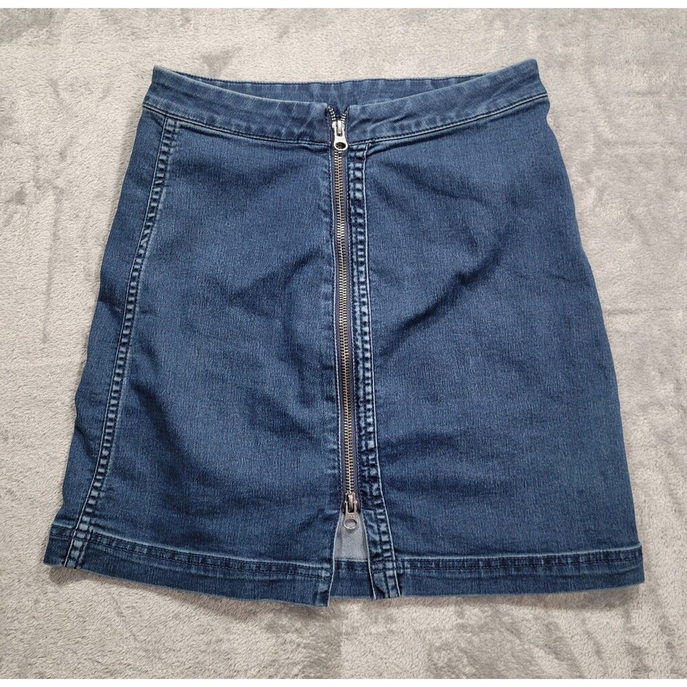 Free People Skirt Womens 6 Denim Mini Zip Casual Ladies 24x16 Brown